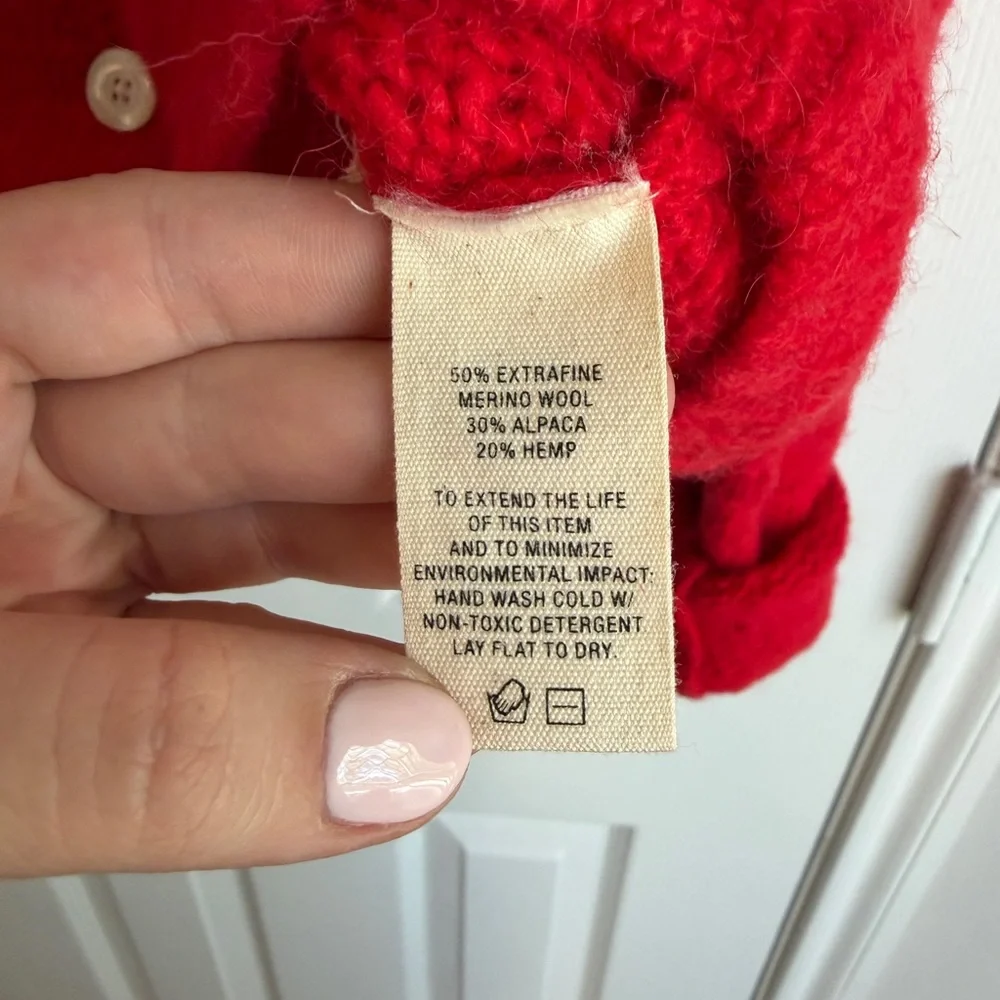 Alex Mill Vibrant Red Button-Up Cardigan - Picture 6 of 8